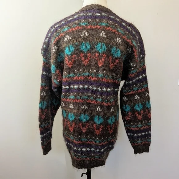 Vintage Southwestern Shaggy Mohair Cardigan Fuzzy 90s - Picture 3 of 10